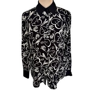 Catherine Malandrino Paris Eiffel Tower Snap Front Blouse